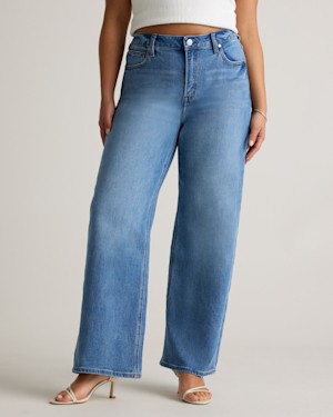 Quince Women Bella Stretch Relaxed Straight Jeans Blue 30