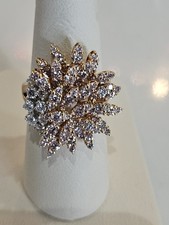 18K Rose & White Gold Diamond Cluster Ring 2.28CT SI/G Estate Designer Starburst