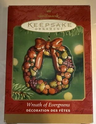 Hallmark Keepsake ''Wreath of Evergreens'' Tin Ornament Dated 2001