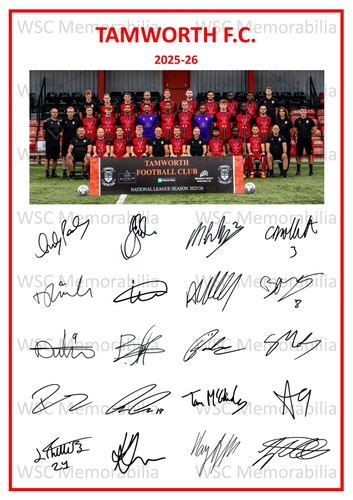 11828. Tamworth FC Signed Team Sheets (A4 Prints) CHOOSE A SEASON 2024-26
