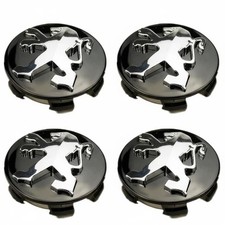 4 X PEUGEOT BLACK WHEEL ALLOY CENTRE CAPS 60mm 106 107 206 207 306 307 HUB