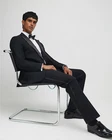 NWT River Island Black Stretch Slim Fit Tuxedo Suit Trousers,  Size 32 X 30
