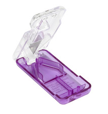 EZY DOSE Pill Cutter and Splitter with Dispenser,Safely Cuts Large Purple color 