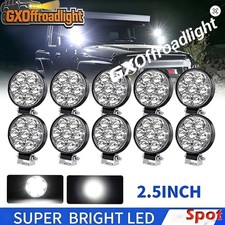 10Pc 2.5'' Round LED Work Light Pods SPOT Lights For Truck Off Road 4X4 Tractor