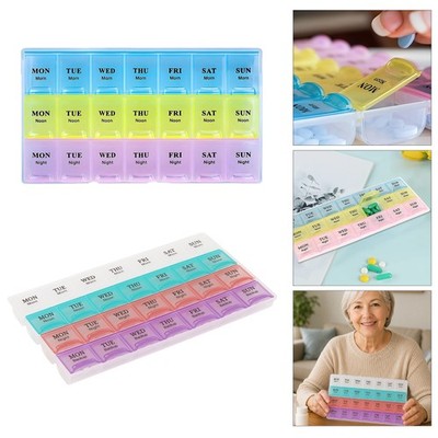 Aufbewahrung 7 Tage Woche Organizer Pillendose Spender Medizin Tabletten Etui Nacht UK