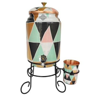 Pure Copper Dispenser Antique Printed Pot Barrel water Dispenser Good 5 litres