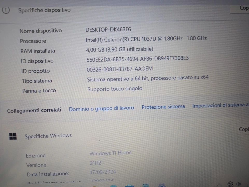 MSI Aio AP1622 INTEL RAM 4GB SSD WIFI LAN- bianco giallo - Immagine 2 di 2