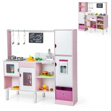 2-in-1 Kids Kitchen  Market w/ Ice Maker  Chalkboard 82 Accessories Included