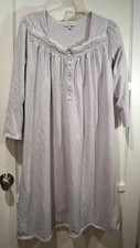 Eileen West XL Ballet Nightgown Long Sleeve Flannel Lavender White Floral Lace