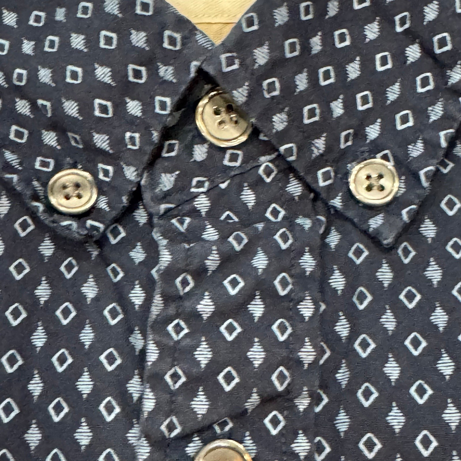 Customized Version Navy Blue Patterned Button Dow… - image 7