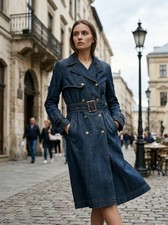 Dolce&Gabbana blue denim dress coat on the belt
