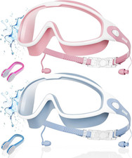New Adult Wide View Swim Goggles, Anti-Fog/Uv No Leak Swimming Goggles with Ear