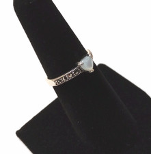 Sterling Silver Mother of Pearl Heart Marcasite Ring Size 7