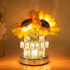 Rechargeable Touch Table Lamp 3 Color Dimming Sunflowers Flower Lamp for Nightst