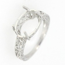 Sterling Silver Semi Mount Ring Setting Oval OV 13x9mm Filigree