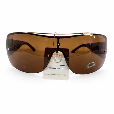 Unisex Braun Schild Sonnenbrille Randlos Sport Fahren Radfahren Mode