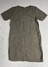 Purejill J Jill Women Size M Dress Dyed 100% Linen Green Farmhouse Cottagecore