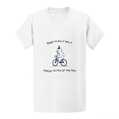 Funny Bear Cycling Shirt Born to Dilly Dally Graphic Tee for Men Women