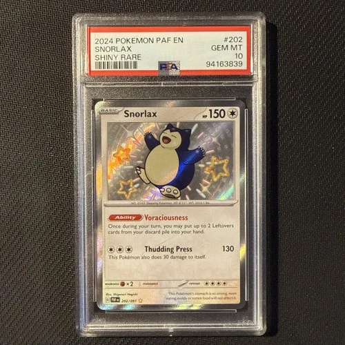 Snorlax 202/091 Paldean Fates PSA 10 Shiny Rare Pokémon Card English