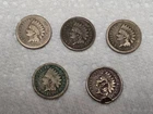 LOT OF 5 INDIAN CENTS - 1859 1863 PENNIES - Good