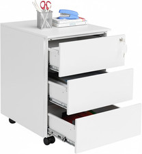 Mobile File Cabinet, Lockable, with 3 Drawers, Hold Documents, Stationery, Pre-A