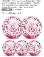 5 Pack Inflatable Pink Glitter Beach Balls Decoration 24  16  