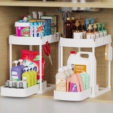 2 Pack Multi-Purpose Pull-Out Storage Organizers, Under Sink Cabinet Storag...