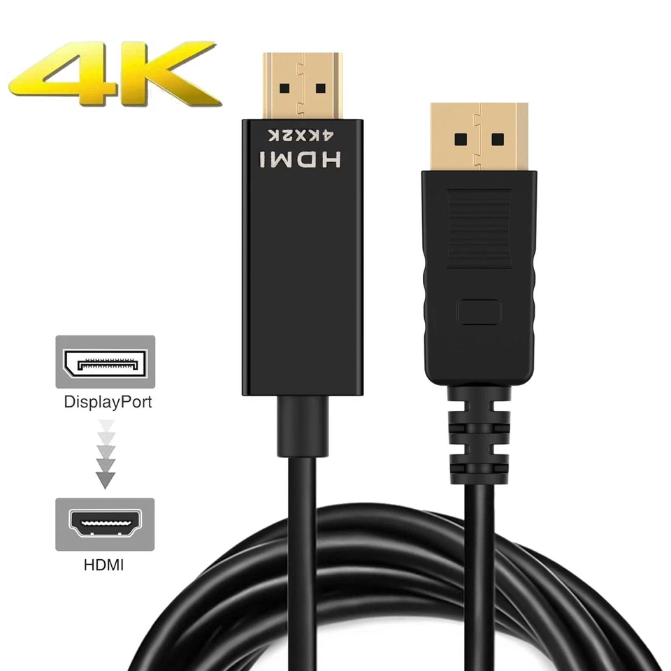 Lot 100 x 6FT/1.8M DisplayPort DP to HDMI Male to Male Cables Adapters 4K 1080P - Image 3 of 4