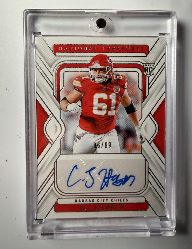 Panini 2024 National Treasures C.J. Hanson Chiefs RC Auto #136 /99