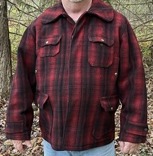 Vintage Woolrich 503 Buffalo Plaid Mackinaw Mens Wool Hunting Coat Size 46 XL