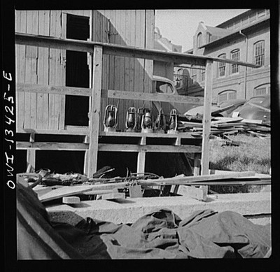 Photo:Wolfsburg Germany 1940s WWII Air Raid Shelter Lanterns Ruins Factory