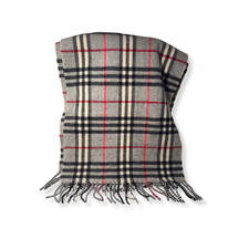Vintage Burberry Gray Nova Check Lambswool Scarf w/ COA Made in England Unisex
