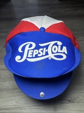 Vintage Pepsi Cola Newsboy Caddy Hat Cap ~ Made In USA 5 Panel Snapback Hat 80s