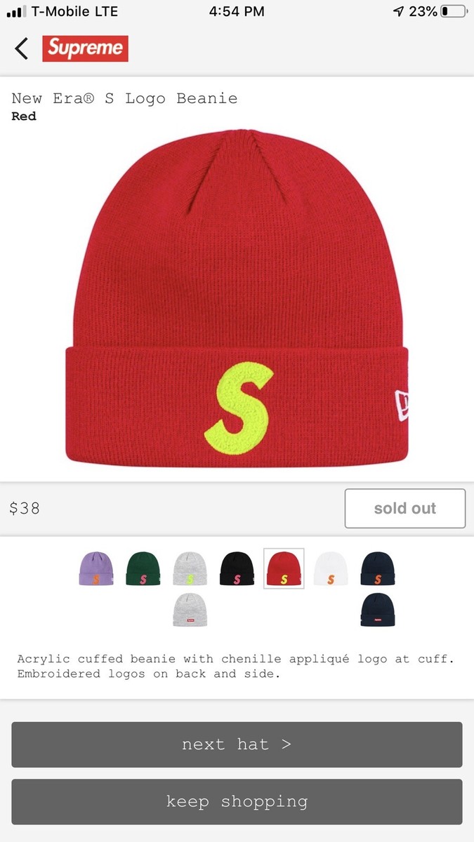 Supreme New Era S Logo Beanie Red/Yellow FW19 Confirmed | eBay