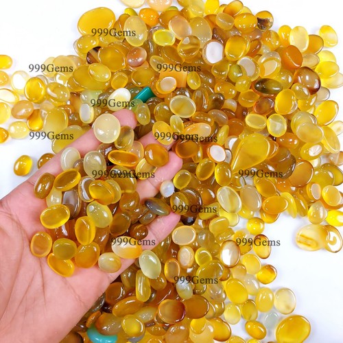 Lote de 50 piezas de piedras preciosas cabujón pérdida ónix amarillo natural al por mayor 10-20 mm - Imagen 10 de 13