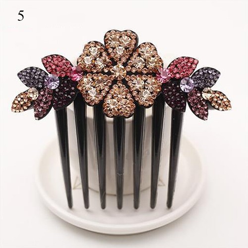 Pinzas de peine para cabello con flores de boda con estrás de cristal para mujer horquilla joyería nupcial - Imagen 17 de 22
