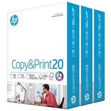 HP Printer Paper Copy Print 20lb. 8.5x11, Letter Paper 92 Bright 3Reams 1500Shts