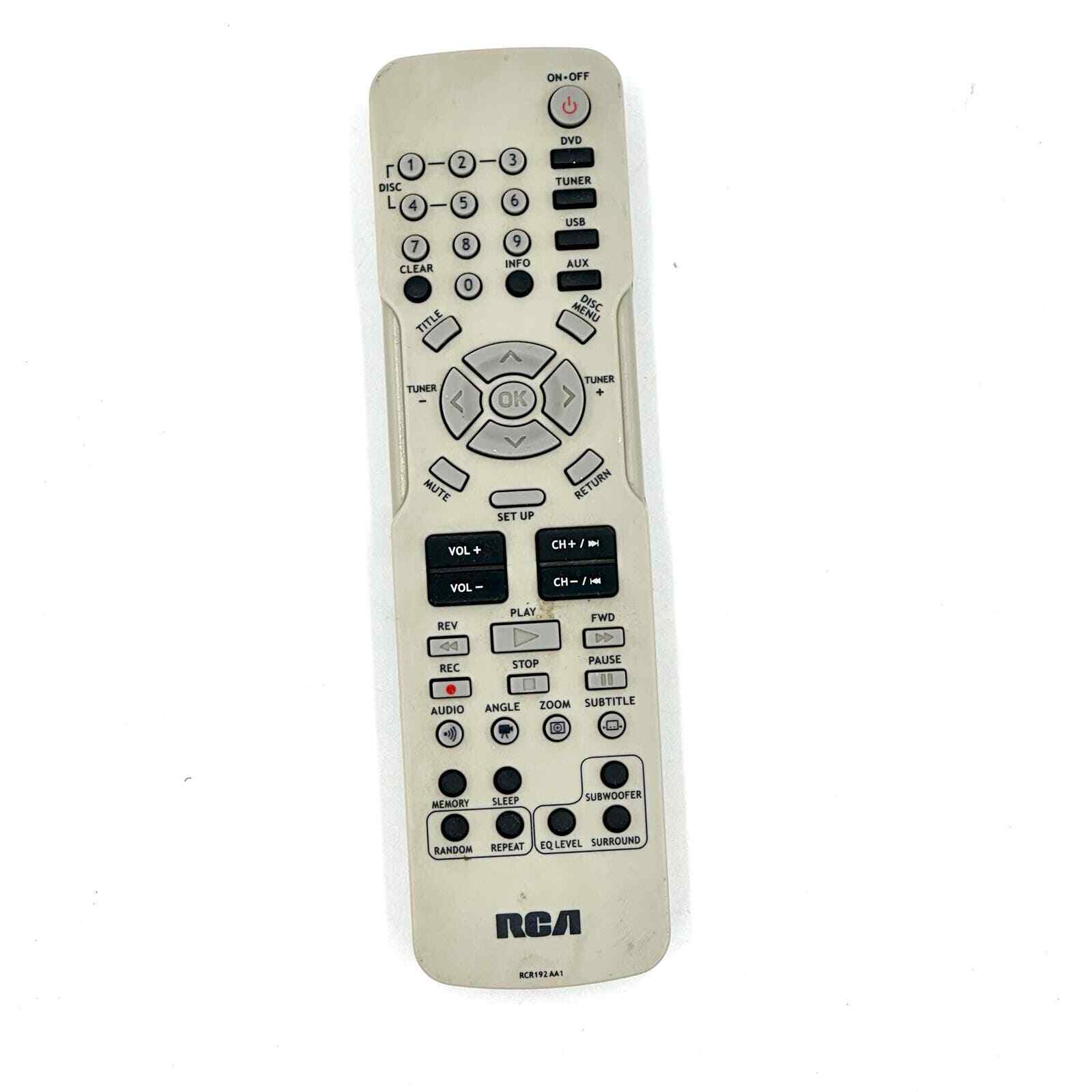 RCA Remote RCR192AA1 For DVD Home Theater RTD206, RTD207, RTD209