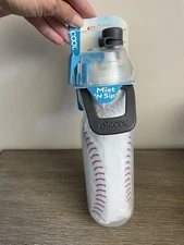 O2COOL Mist 'N Sip Misting 20oz Water Bottle 2-in-1 Mist And Sip Baseball Design