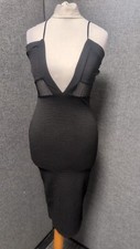 Missguided Strappy Mesh Insert Bodycon Dress Black UK 6 LN051 QQ 04