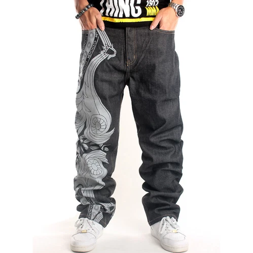 1#Men's Skate Baggy Loose Embroidery* Hip Hop Jeans Denim Pants Trousers Graffit - Bild 4 von 19