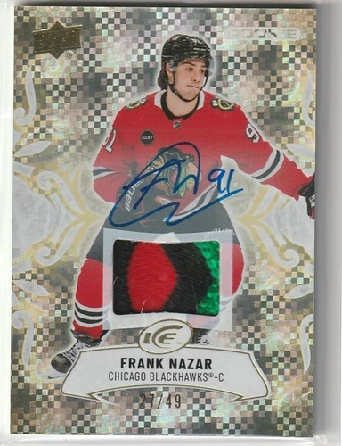 2024-25 UPPER DECK ICE ROOKIE GOLD PATCH AUTO #121 BLACKHAWKS FRANK NAZAR 27/49