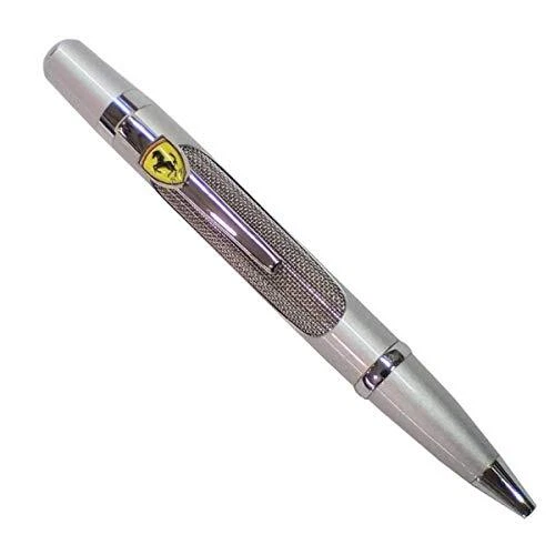 Stylo À Bille Grise + Étui Ferrari Acier Encre Noire Officiel PN59416