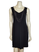CAROLE LITTLE mini sleeveless pleated with necklace black dress size 4