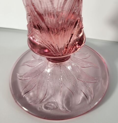 FENTON Vase Art Glass Dusty Rose Daffodil Vintage 95th Anniversary - Picture 6 of 8