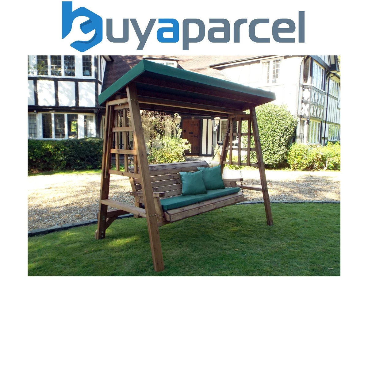 Charles Taylor Wooden Dorset 3 Seater Swing Seat Chair Bench Green
