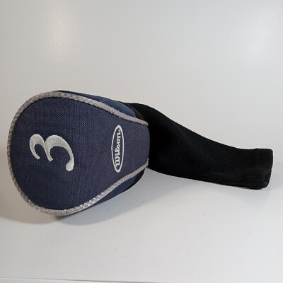 Wilson 3 Golf Club Head Cover - Blue Silver Black - Rescue Hybrid Wood Headcover