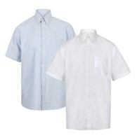 Henbury BLUE or WHITE Short Sleeve Classic Oxford Shirt with Pocket S - 4XL