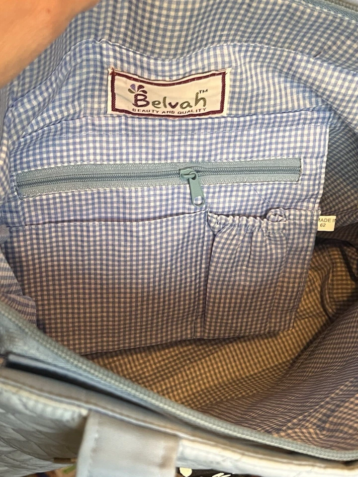 Belvah выстеганная наплечная сумочка сумка светло-синий, бант и шлепанцы акценты - Изображение 4 из 4