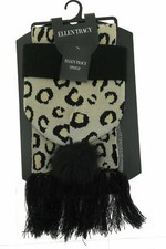 Ellen Tracy Womens Brown Animal Print Rectangle Scarf and Hat Set